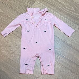 Vineyard Vines Pink Whale Print Baby Romper